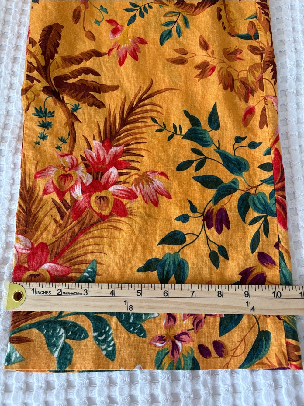 RACHEL Rachel Roy Linen Resort Mustard Yellow Tropical Wide Leg Pants SZ XL - Picture 9 of 9